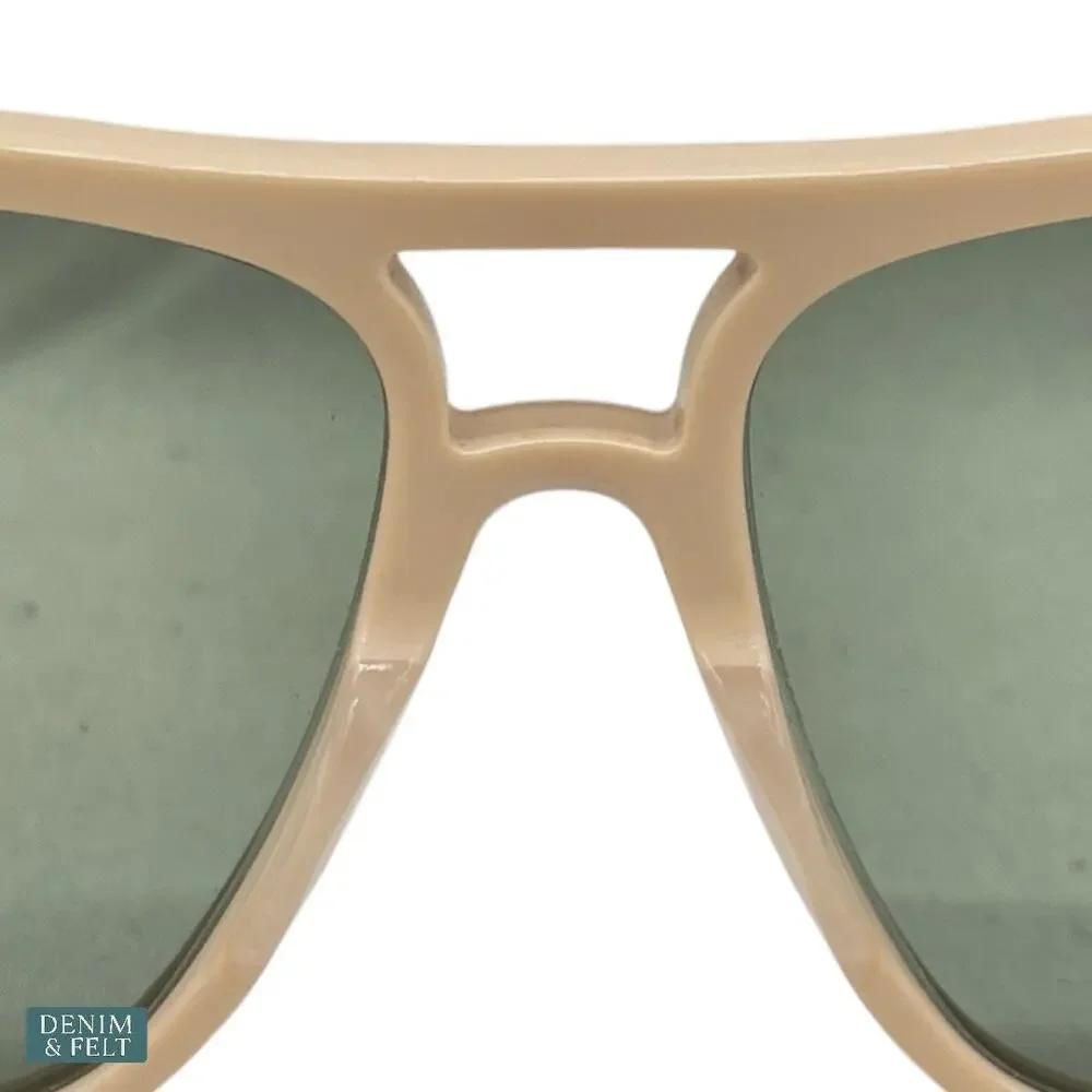 NEW‎ Gucci GG0475S Ivory Green Square Aviator Matte Lens Designer Sunglasses
